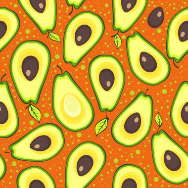 Vektör görüntü seamless modeli dilimler halinde kesip taze avokado meyve