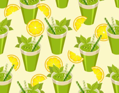 Detoks kokteyl cam pipet ile sağlıklı bir yaşam tarzı için dikişsiz desen vektör görüntü