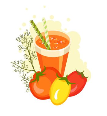 Detoks için sağlık ve sebze dilimleri ile enerji kokteyl ile vektör çizim cam cam