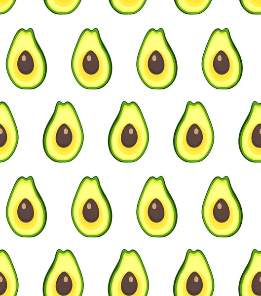 Immagine Vettoriale Modello Senza Cuciture Frutta Fresca Avocado Tagliata Fette — Vettoriale Stock