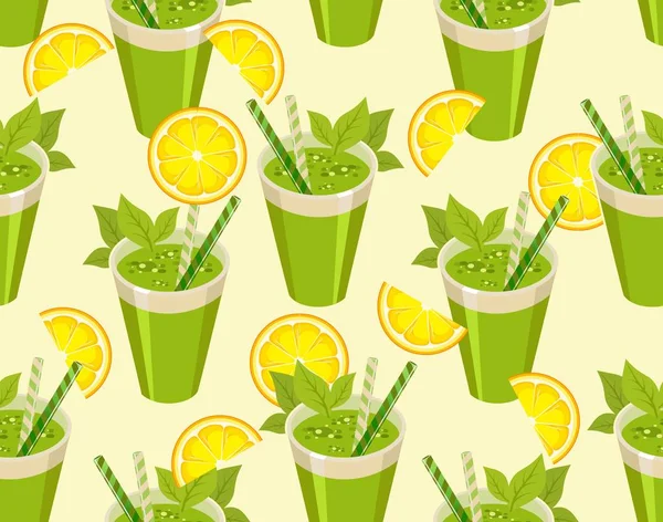 Detoks kokteyl cam pipet ile sağlıklı bir yaşam tarzı için dikişsiz desen vektör görüntü