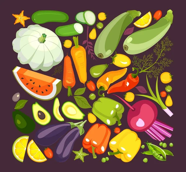 Collection of ripe vegetables — Stock Vector