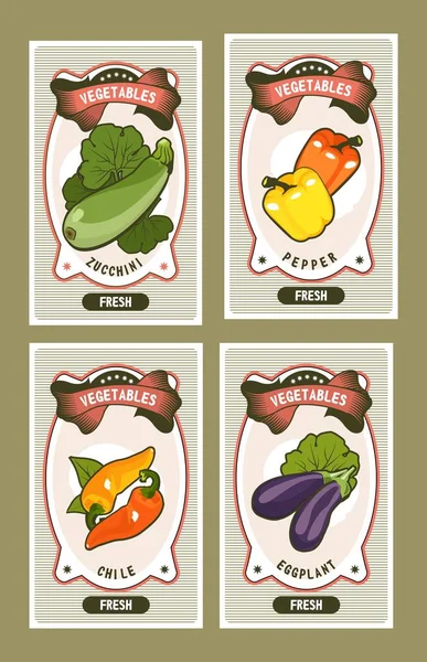 Jeu de cartes légumes — Image vectorielle