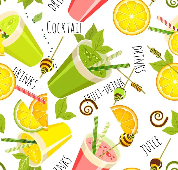 Detoks kokteyl cam pipet ile sağlıklı bir yaşam tarzı için dikişsiz desen vektör görüntü