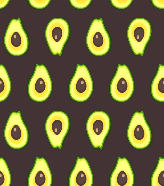 Vector Afbeelding Naadloze Patroon Van Verse Avocado Vruchten Snijd Plakjes — Stockvector