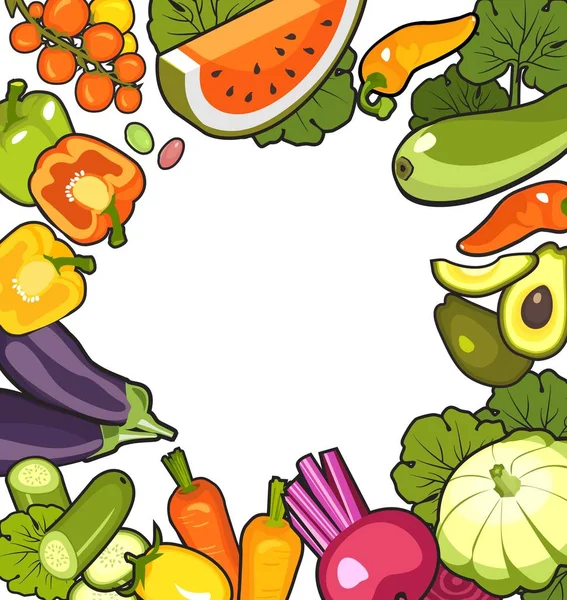 Vectorillustratie Van Een Set Van Rijp Fruit Vierkante Vorm Frame — Stockvector