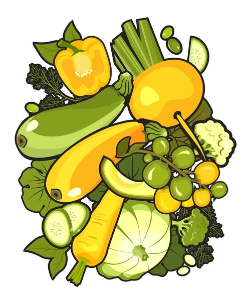 Vektor Vertikale Illustration Mit Reifem Gemüse Posterbroschüre Auf Weißem Hintergrund — Stockvektor