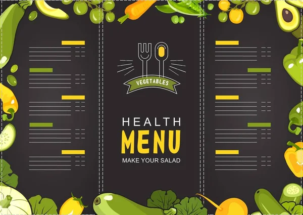 Menu Illustrazione Vettoriale Negozio Ristorante Con Verdure Mature Giallo Verde — Vettoriale Stock