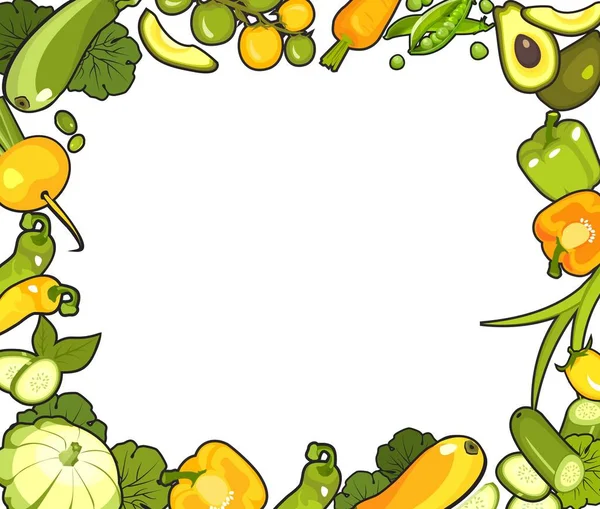 Ilustración Vertical Vectorial Con Folleto Carteles Verduras Maduras Sobre Fondo — Vector de stock