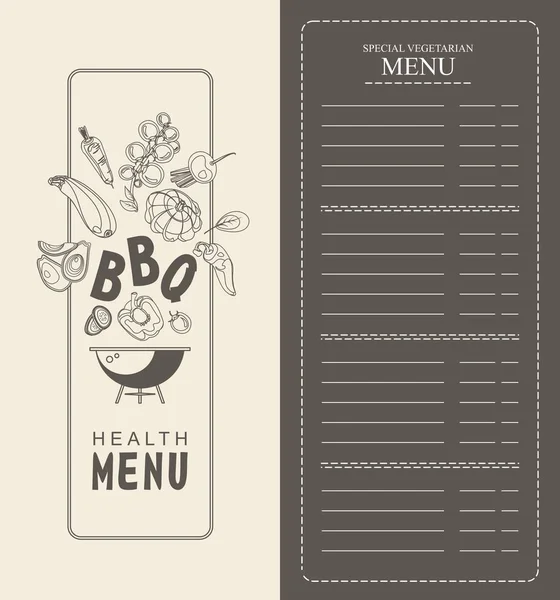 Vector Illustration Vertical Booklet Menu Barbecue Bbq Cafe Special Vegetarian — Stock Vector