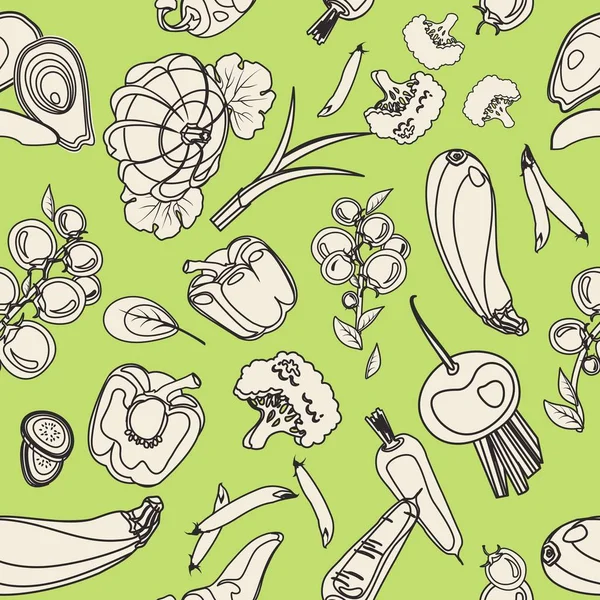 Sebze seamless modeli. Vejetaryen çiftlik piyasa ürünleri ayarlayın. Menü, poster, baskı, duvar kağıdı için kumaş Line