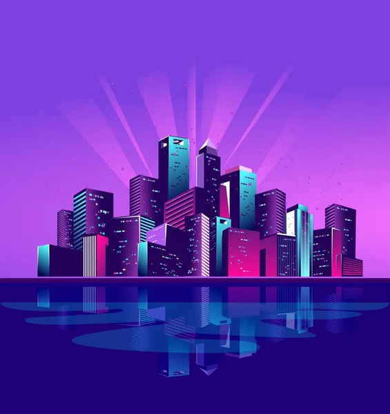 Neon city fyrverkerier — Stock vektor