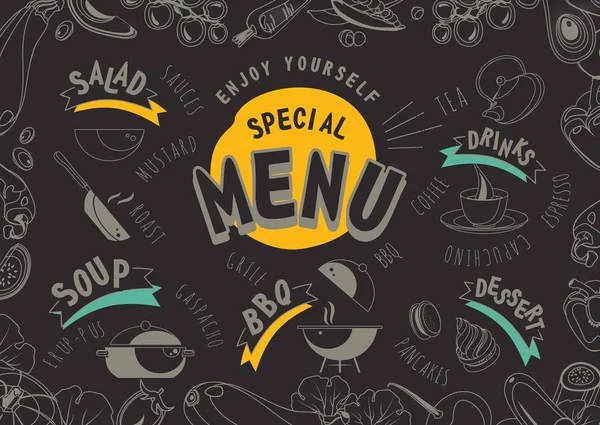 Vektorové Ilustrace Menu Pro Kavárnu Nebo Restauraci Speciální Nabídku Pro — Stockový vektor