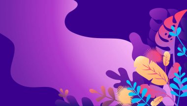 sayfa yazdırma şablonu veya sağlık ve güzellik Web sitesi egzotik yapraklarda kopya alanı için metin ile mavi arka plan illüstrasyon vektör