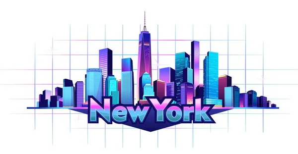 New York Sur Fond Blanc Bâtiments Communauté Illustration Vectorielle Une — Image vectorielle