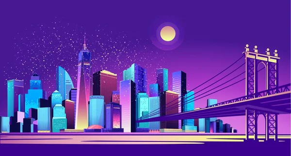 Ciudad abstracta de neón — Vector de stock