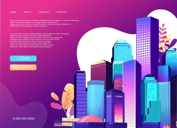 Ilustración Horizontal Vectorial Banner Landing Page Abstracto Internet Para Uso — Vector de stock