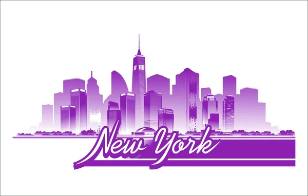 Imagen Aislada Vectorial Ciudad Nueva York Estilizada Sobre Emblema Insignia — Vector de stock