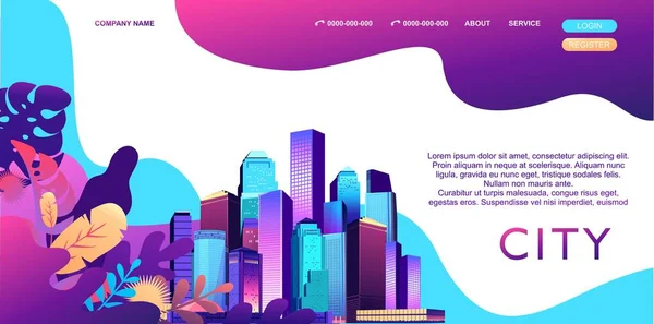 Ilustración Horizontal Vectorial Banner Landing Page Abstracto Internet Para Uso — Vector de stock