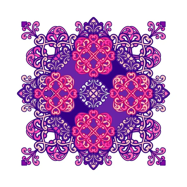 Vektör Çizim Mandala Soyut Dekoratif Şekil Bukleler Mor Renklerde Arap — Stok Vektör