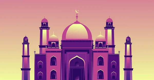Illustration Horizontale Vectorielle Mosquée Arabe Sur Fond Jaune Abstrait — Image vectorielle
