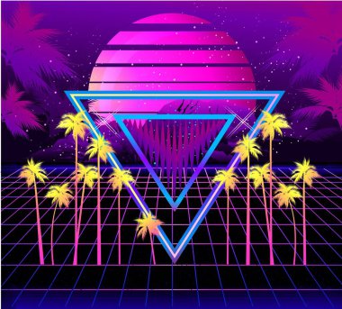 Retro dalga günbatımı