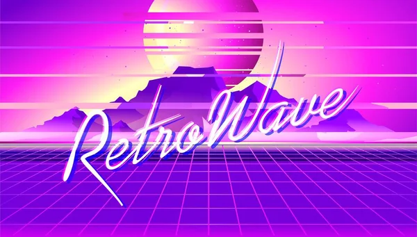 Retro Wave Sunset — Stockový vektor