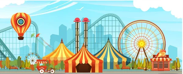 Parque de atracciones circo — Vector de stock