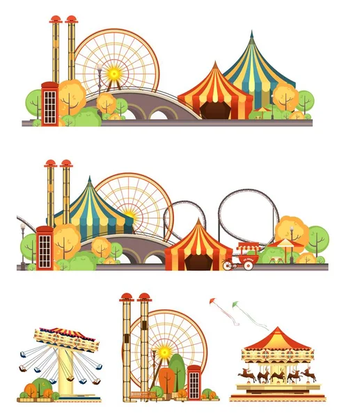 Amusement park circus set — Stock Vector