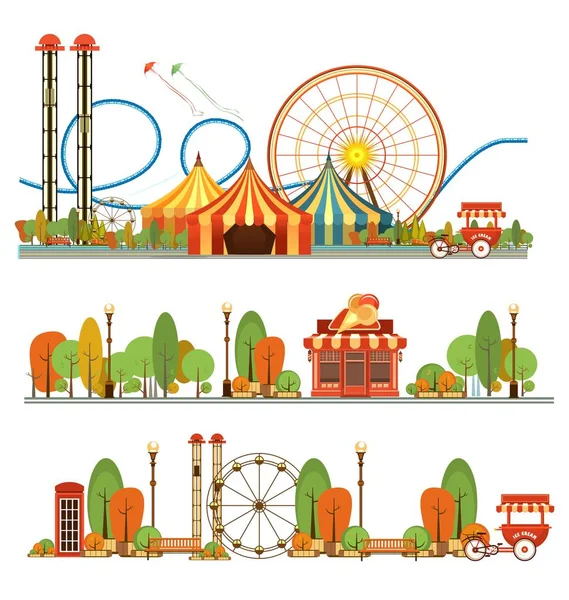Amusement park circus set — Stock Vector