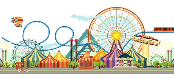 Parque de atracciones circo — Vector de stock