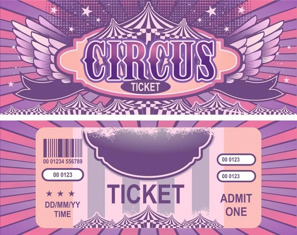 Vintage Circus Ticket Voor Een Magische Show Carnaval Pretpark Vector — Stockvector