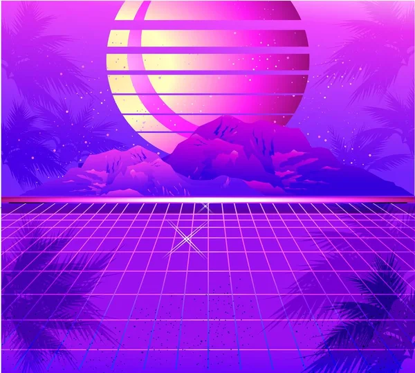 Retro Wave Sunset — Stockový vektor