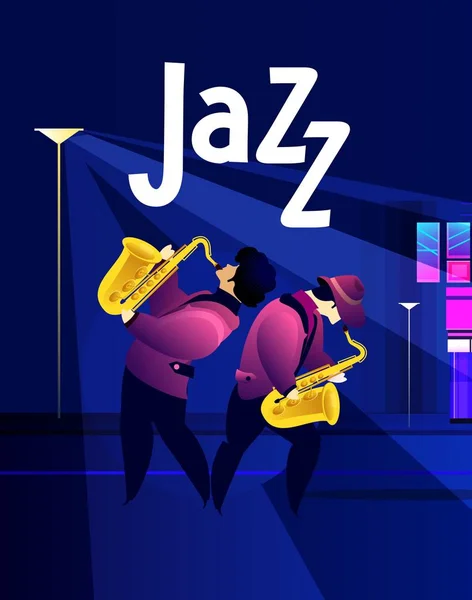 Klasszikus Zenei Fesztivál Koncert Zenész Játszik Jazz Blues Vektor Illusztráció — Stock Vector