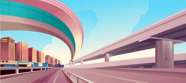 Puentes de carretera de paisaje urbano — Vector de stock