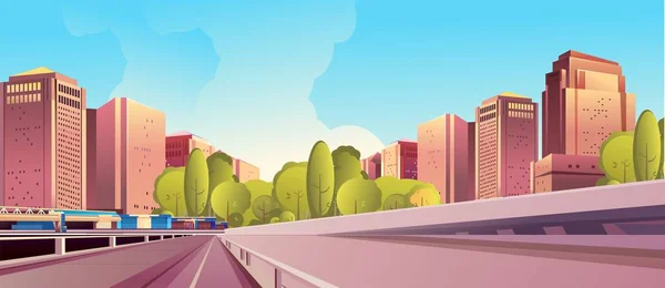 Day city landscape road — Stock Vector