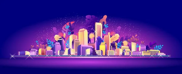 Noční neonové město — Stockový vektor