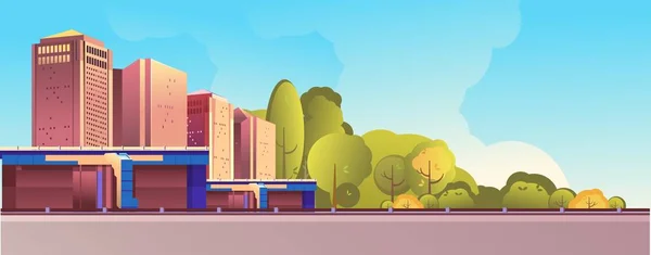 Day City Landscape Road — Stockvector