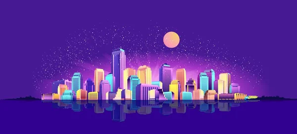 Bannière vectorielle nuit ville — Image vectorielle