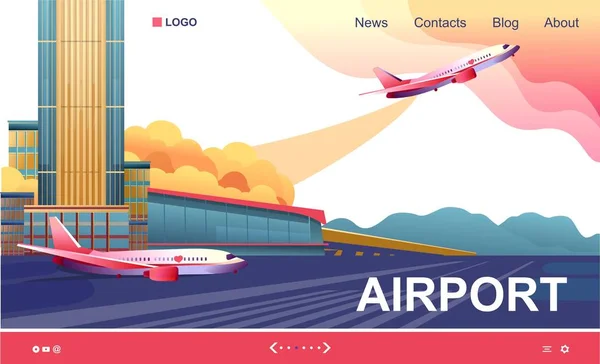 Bannière aéroport moderne — Image vectorielle
