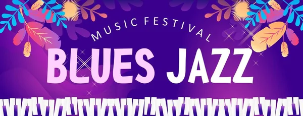 Bannière Festival Musique Jazz Vectoriel Modèle Invitation Fête Présentation Ligne — Image vectorielle