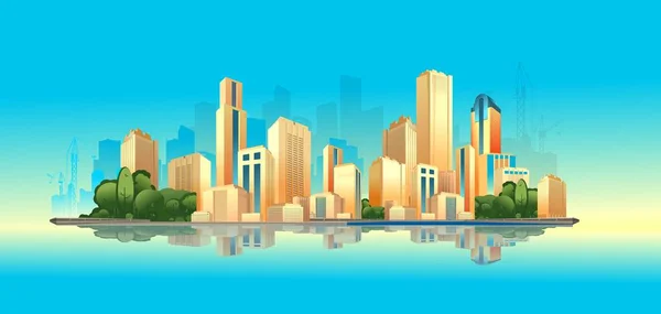 Día ciudad paisaje — Vector de stock