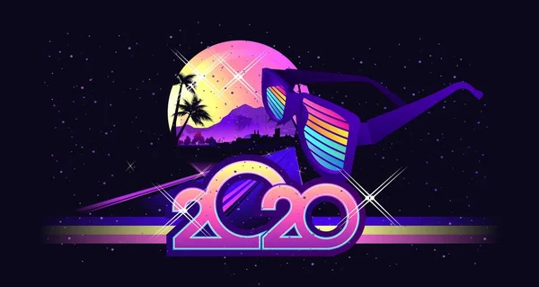 2020. évi naptár retro vektor — Stock Vector