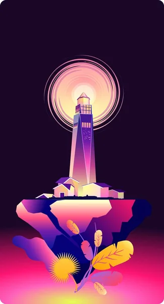 Ilustración Vectorial Horizontal Bandera Conceptual Puntos Haz Faro Nocturno Zonas — Vector de stock