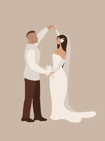 Baile Boda Novia Novio Pleno Crecimiento Póster Vertical Vestido Novia — Archivo Imágenes Vectoriales