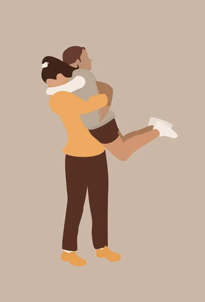 Pareja Enamorada Hombre Mujer Postal Estilo Mínimo Ilustración Vectorial Vertical — Vector de stock