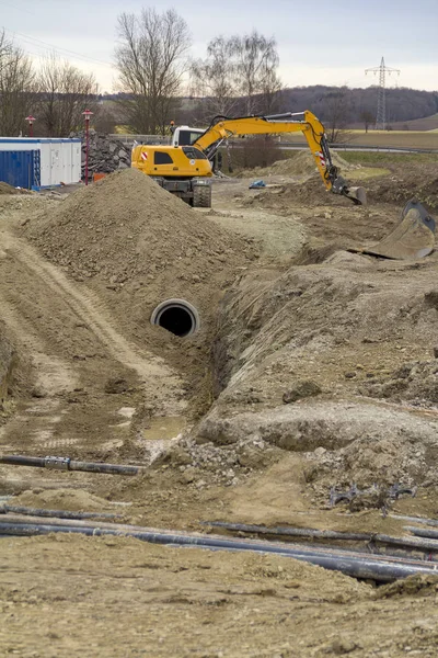 Excavator Loamy Construction Site — Stock Photo, Image