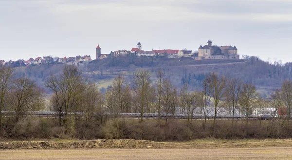 Waldenburg 的遥远的看法 一个镇在 Hohenlohe 在德国南部 — 图库照片