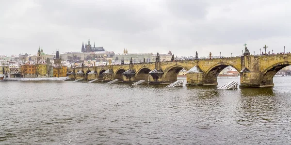 Blick Auf Prag Die Hauptstadt Der Tschechischen Republik Winter — Stockfoto