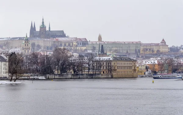 Panoramisch Uitzicht Praag Hoofdstad Van Tsjechische Republiek Bij Wintertijd — Stockfoto